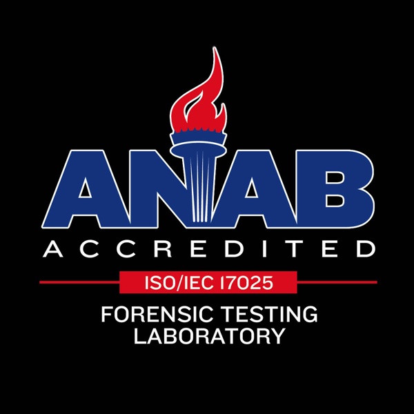 ANAB Accredited logo with the text "ISO/IEC 17025 Forensic Testing Laboratory"