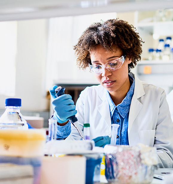 Scientist at workbench