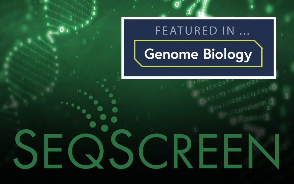 green image with the words SeqScreen  Featured in Genome Biology
