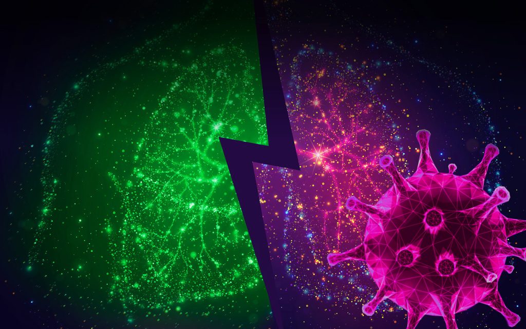 Image of bronchial pathways and covid molecule