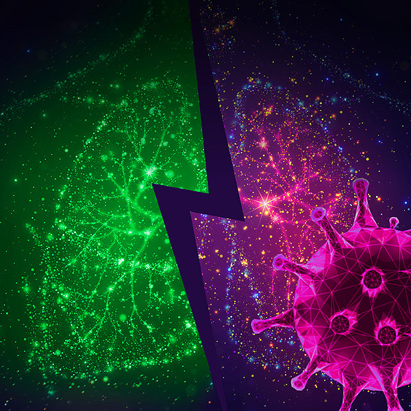 bronchial pathways and covid molecule illustration