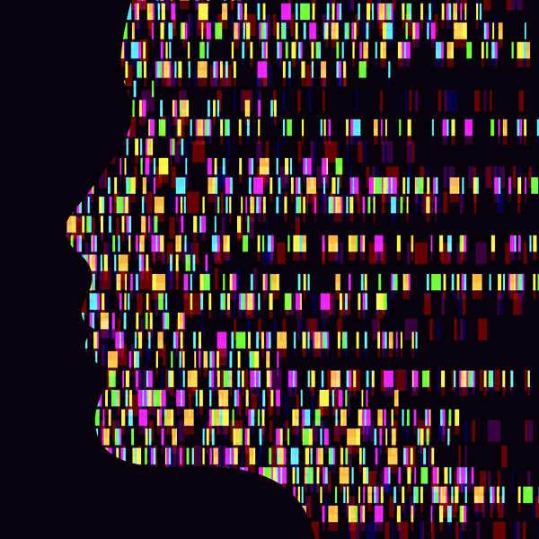 Multicolored DNA output forms face