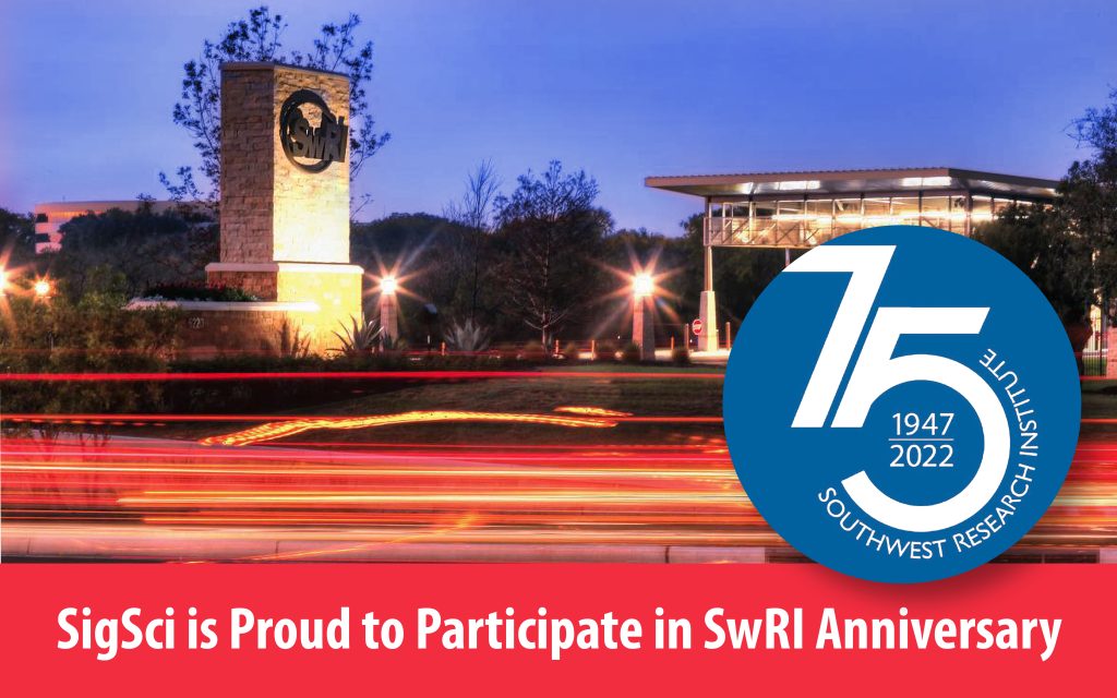 Signature Science proud to Participate in SWRI Anniversary. Image of blurred traffic in front of SwRI front gate