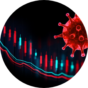 Model of a virus cell overlayed on a data plot.