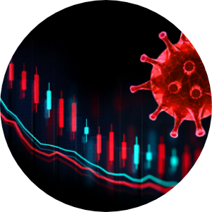 model of a virus cell overlayed on a data plot.