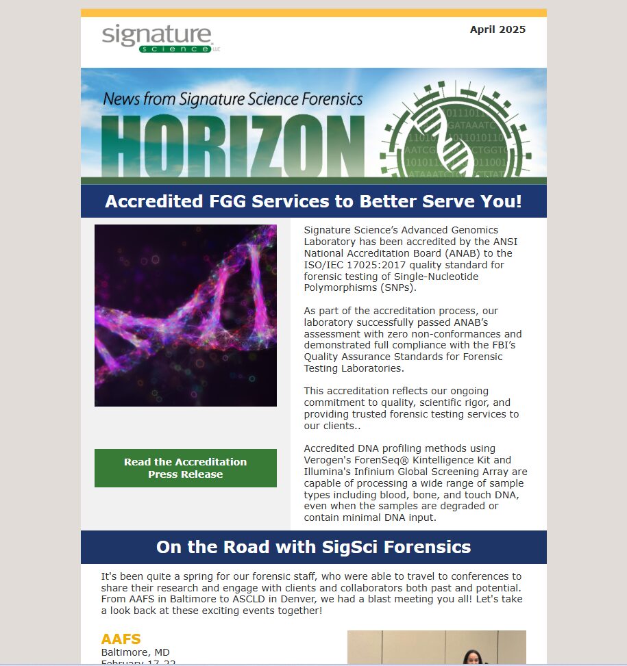 Screenshot of the top quarter of a newsletter. Various text not intended to be read. Click image to visit newsletter