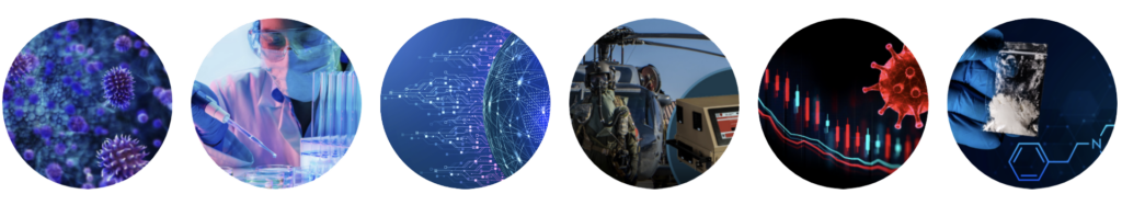 Series of round images suggesting the range of activities Signature Science is involved in.